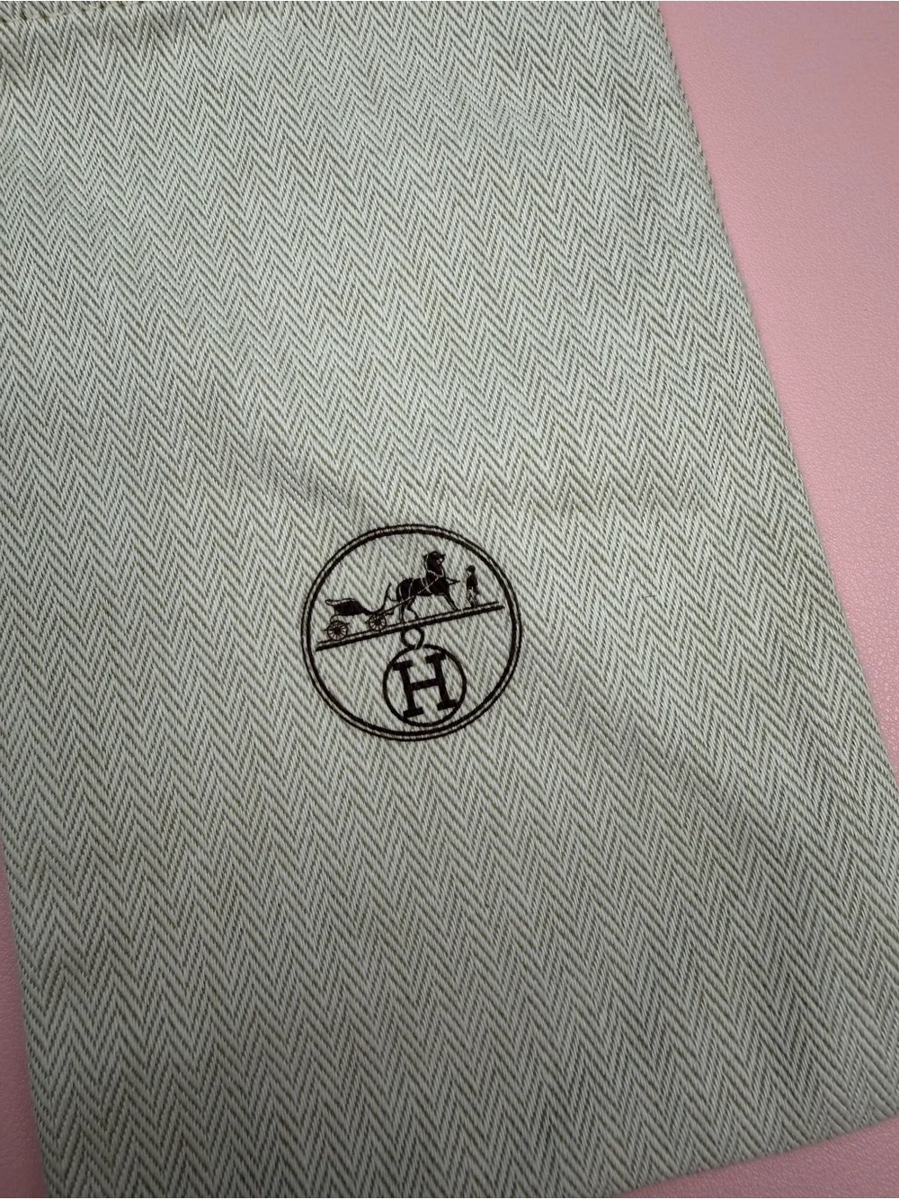 Hermes Beige Drawstring Dust Bag with Brown Cord
